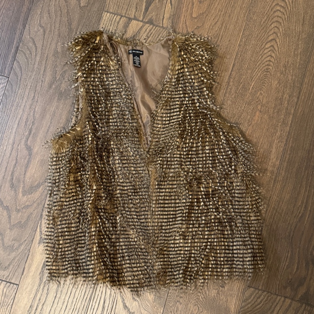 New Directions Brown Faux Fur Vest